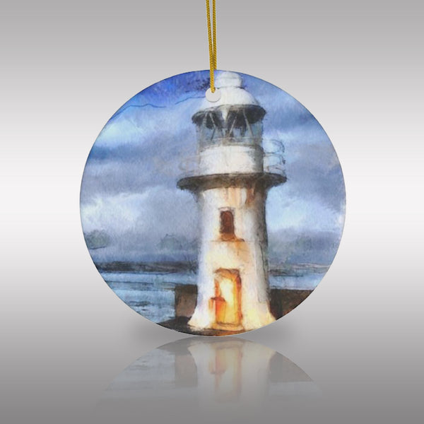 Bixham Lighthouse Watercolor Ceramic Ornament