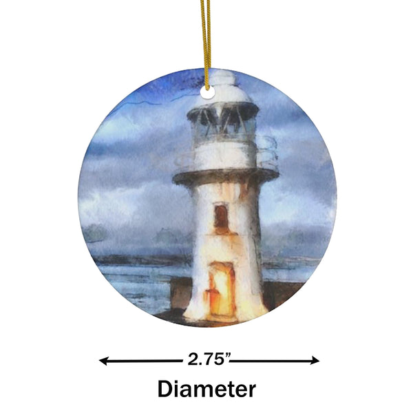 Bixham Lighthouse Watercolor Ceramic Ornament