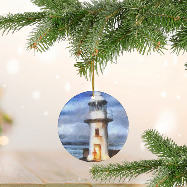 Bixham Lighthouse Watercolor Ceramic Ornament