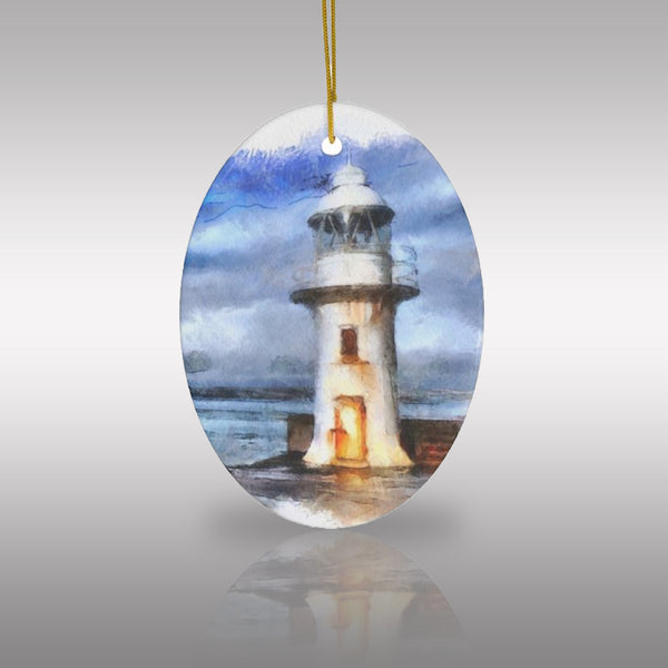 Bixham Lighthouse Watercolor Ceramic Ornament