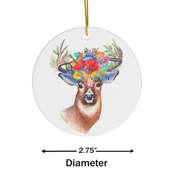 Boho Deer Ceramic Ornament