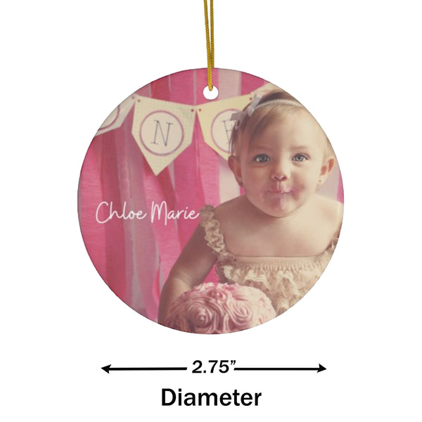1st Birthday Chloe Ceramic Ornament - Custom Order x 6