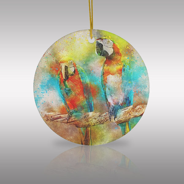 Caribbean Parrots Ceramic Ornament