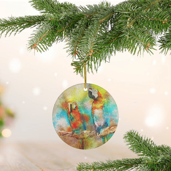 Caribbean Parrots Ceramic Ornament