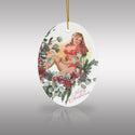 Christmas Pinup Girl in Pine Swag Ceramic Ornament by Nature's Glow