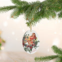 Christmas Pinup Girl in Pine Swag Ceramic Ornament by Nature's Glow