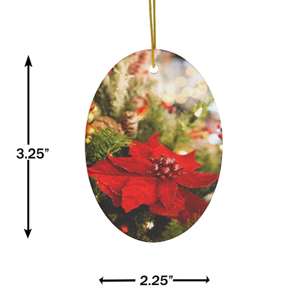 Christmas Poinsettia Ceramic Ornament by Nature's Glow