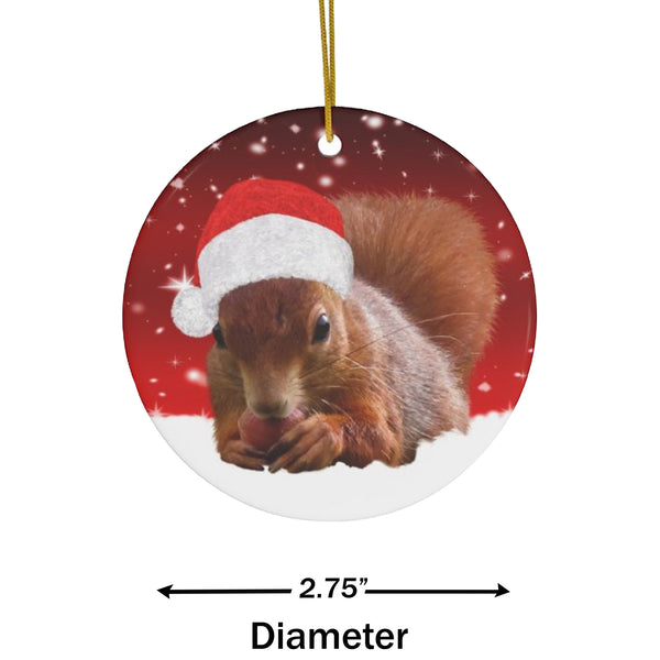 Christmas Squirrel Ceramic Ornament