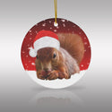 Christmas Squirrel Ceramic Ornament