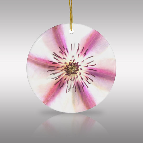 Clematis Flower Blossom Ceramic Ornament