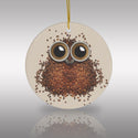 Coffee Bean Owl Ceramic Ornament