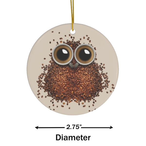 Coffee Bean Owl Ceramic Ornament