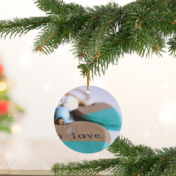 Love & Wood Hearts Ceramic Ornament