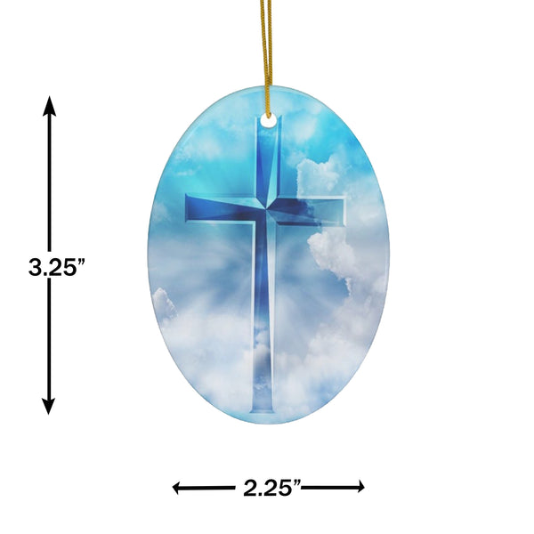 Easter Jesus Cross Ceramic Ornament by Nature's Glow