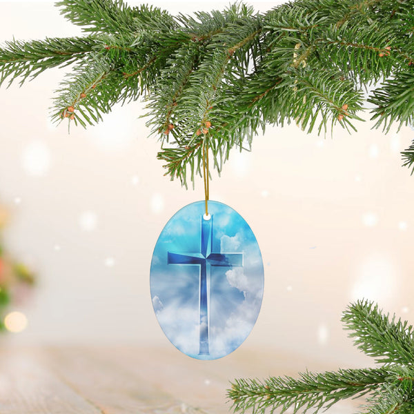 Easter Jesus Cross Ceramic Ornament by Nature's Glow