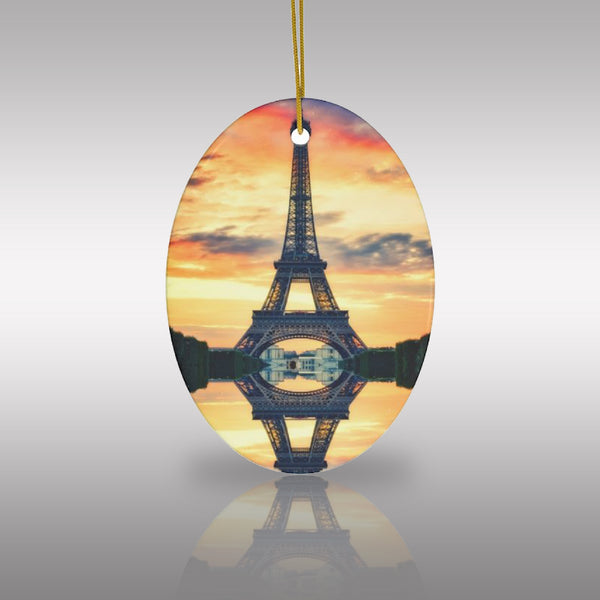 Eiffel Tower Sunset Reflection in Paris Ceramic Ornaments
