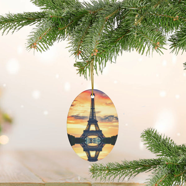 Eiffel Tower Sunset Reflection in Paris Ceramic Ornaments