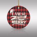 Elfing Merry Christmas Red Plaid Ceramic Ornament by Nature's Glow