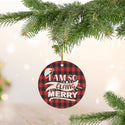 Elfing Merry Christmas Red Plaid Ceramic Ornament by Nature's Glow
