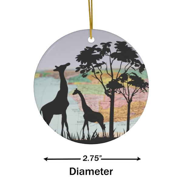 Giraffes in African Savannah Ceramic Ornament