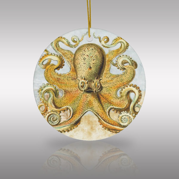Golden Octopus Ceramic Ornament