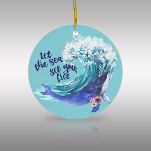 Humpback Whale - Let the Sea Set You Free Ceramic Ornament by Nature's Glow