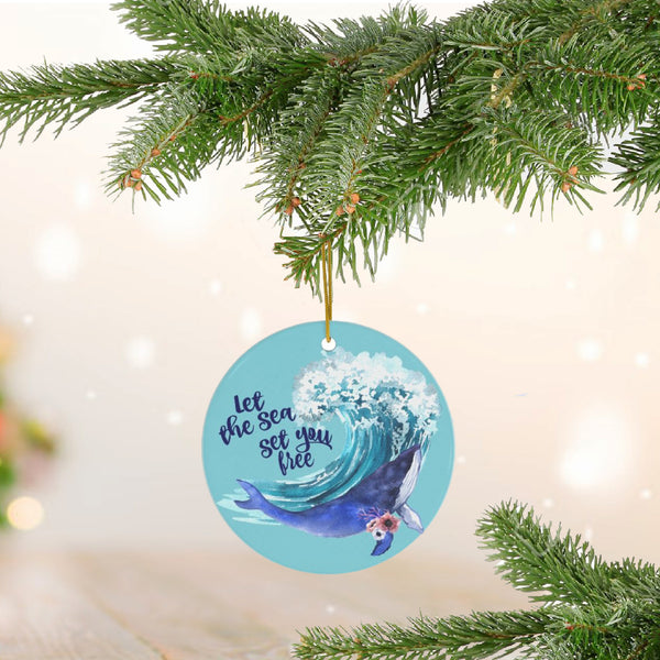 Humpback Whale - Let the Sea Set You Free Ceramic Ornament by Nature's Glow