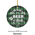 It's Beer O'Clock Green Plaid Ceramic Ornament by Nature's Glow