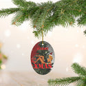 MERRY XMAS Pinup Girl with Santa Hat Ceramic Ornament by Nature's Glow