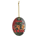 MERRY XMAS Pinup Girl with Santa Hat Ceramic Ornament by Nature's Glow