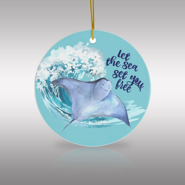 Manta Ray - Let the Sea Set You Free Ceramic Ornament by Nature's Glow
