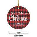 Merry Christmas Red Plaid Ceramic Ornament by Nature's Glow