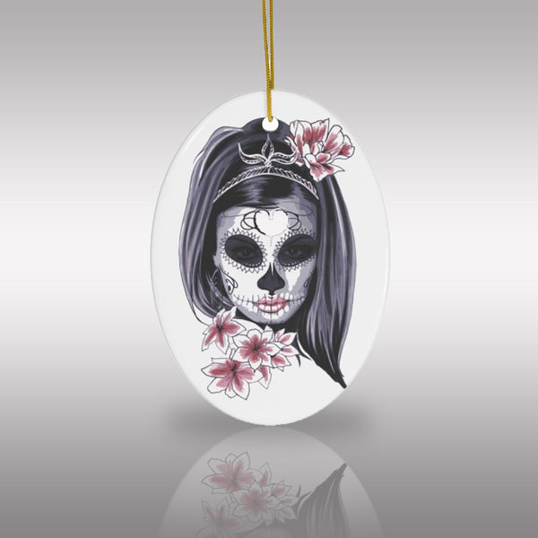 Mexican Day of the Dead Ceramic Halloween Ornament