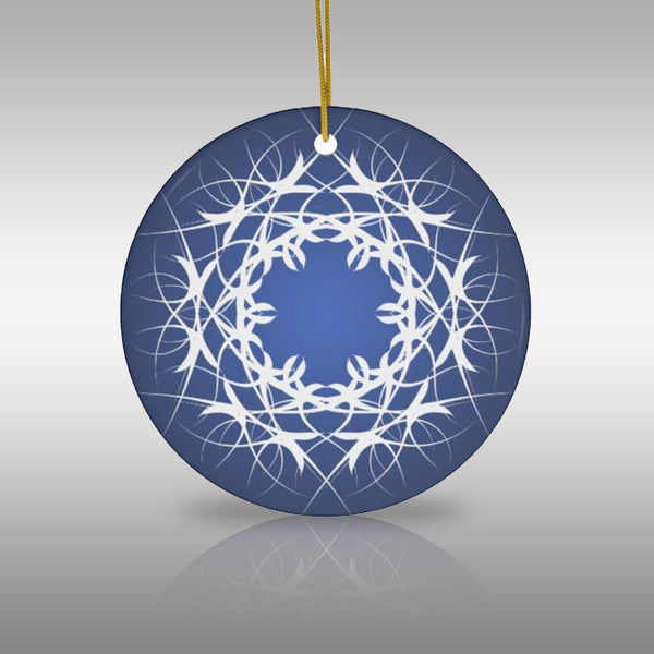 Midnight Blue Scandia Snowflake Ceramic Ornament (Frostig)