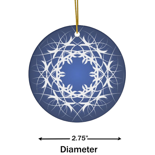 Midnight Blue Scandia Snowflake Ceramic Ornament (Frostig)