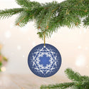 Midnight Blue Scandia Snowflake Ceramic Ornament (Frostig)