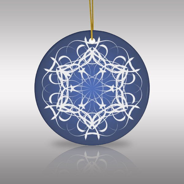 Midnight Blue Scandia Snowflake Ceramic Ornament (Snöflinga)