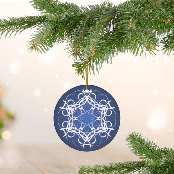 Midnight Blue Scandia Snowflake Ceramic Ornament (Snöflinga)