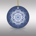 Midnight Blue Scandia Snowflake Ceramic Ornament (Vinterunderland)