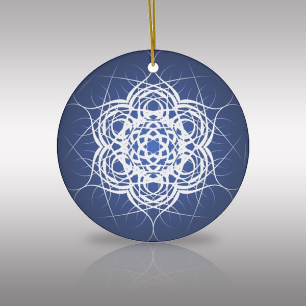 Midnight Blue Scandia Snowflake Ceramic Ornament (Vinterunderland)