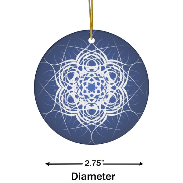 Midnight Blue Scandia Snowflake Ceramic Ornament (Vinterunderland)