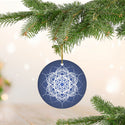 Midnight Blue Scandia Snowflake Ceramic Ornament (Vinterunderland)
