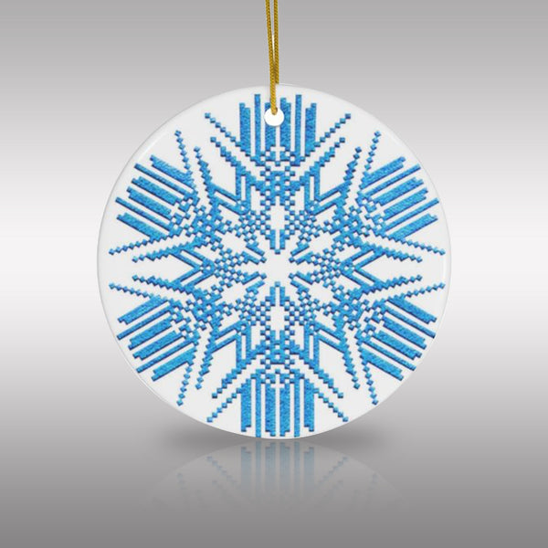 Nordic Blue Snowflake Ceramic Ornament by Nature's Glow