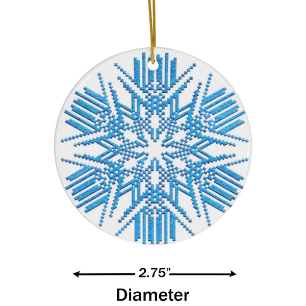Nordic Blue Snowflake Ceramic Ornament by Nature's Glow