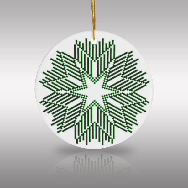 Nordic Green Snowflake Ceramic Ornament by Nature's Glow