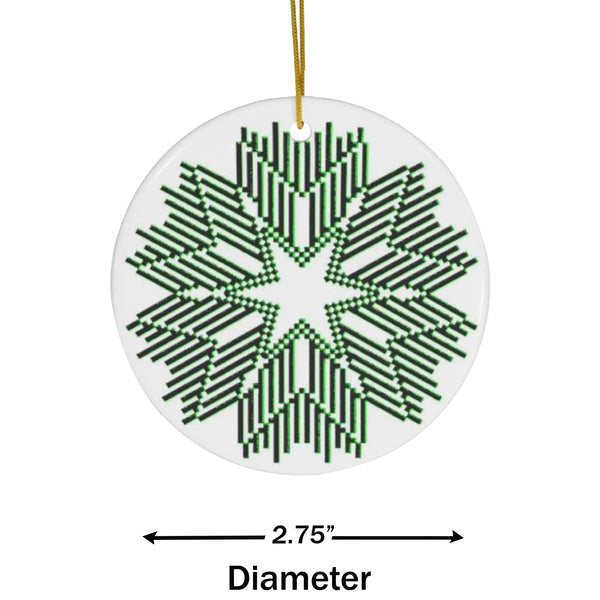 Nordic Green Snowflake Ceramic Ornament by Nature's Glow