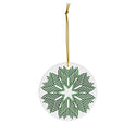 Nordic Green Snowflake Ceramic Ornament by Nature's Glow