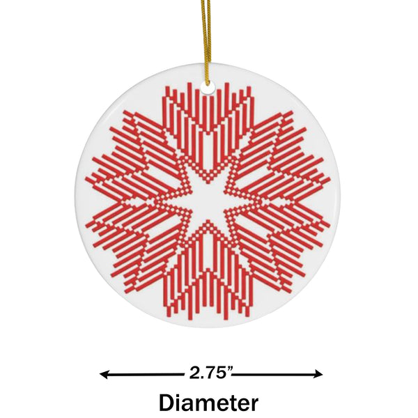 Nordic Red Snowflake Ceramic Ornament by Nature's Glow