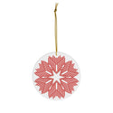 Nordic Red Snowflake Ceramic Ornament by Nature's Glow