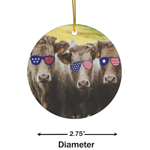 Patriotic Cows Ceramic Ornament by Nature's Glow